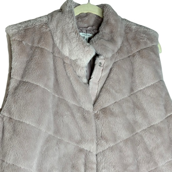 Maurice’s Dusty Rose Pink Blush Faux Fur Chevron Vest Plus Size 2X New w/o Tags - Picture 6 of 16
